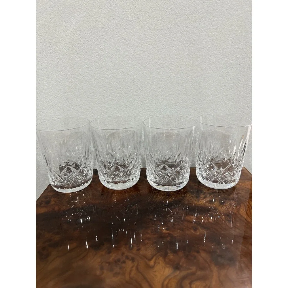 Set of 4 Vintage Waterford Crystal Lismore 5oz Round Cut Bottom Tumbler 3.5